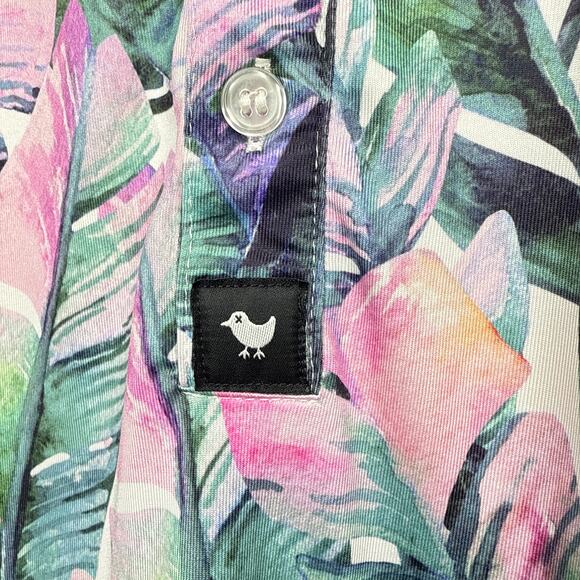 Bad Birdie Men's Size Large Feather Performance‎ Golf Shirt EUC Bright Abstract - Picture 6 of 10